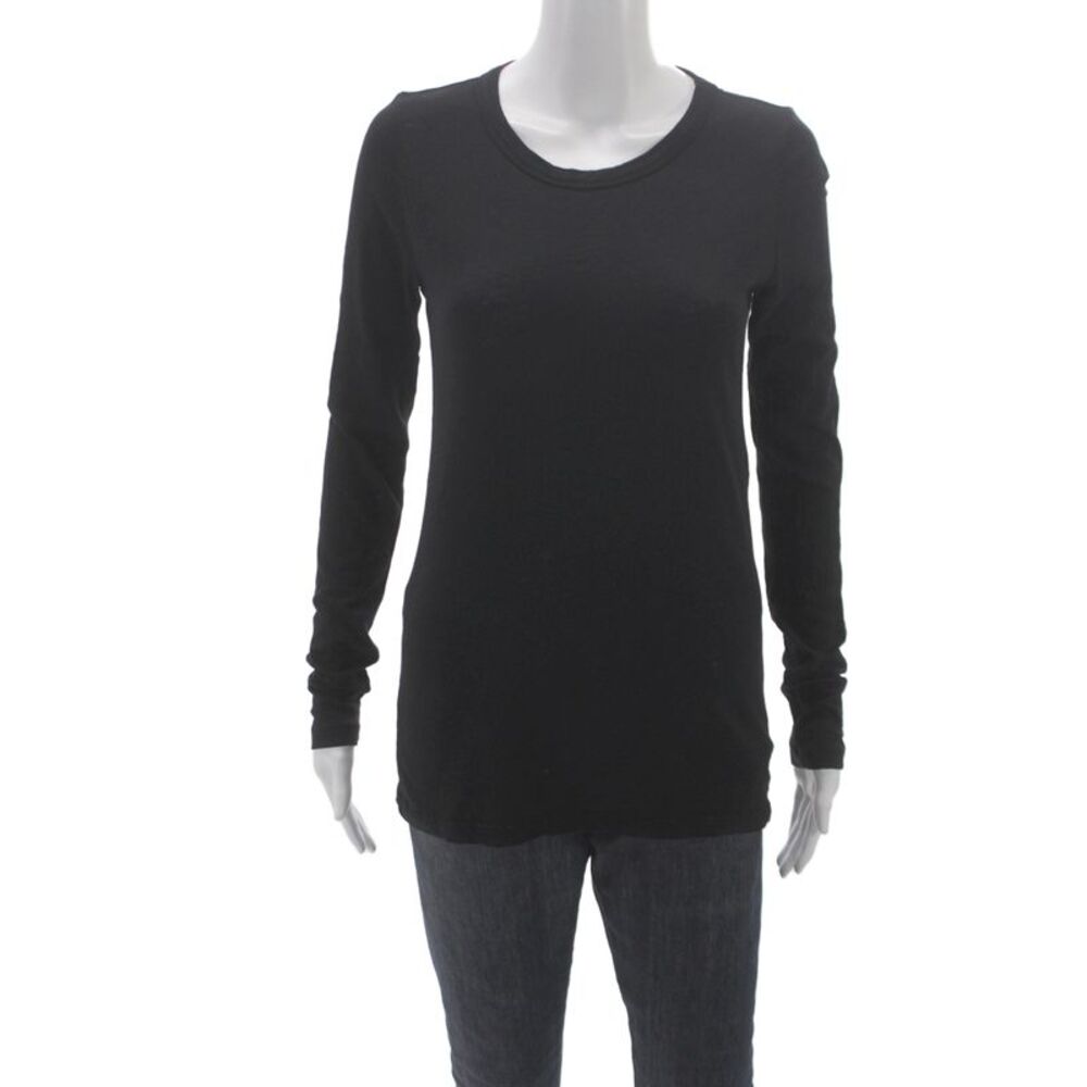 Velvet by Graham & Spencer Women Black Long Sleeve T-Shirt Size XS